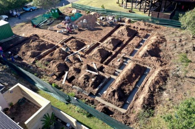 Foundations dug and concrete poured - the backbone of the structure