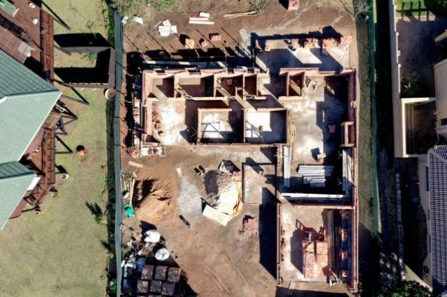 An Aerial Perspective of the brickwork progressing steadily